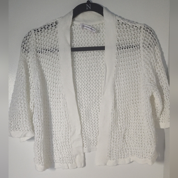 Elegant White Open-Knit Sweater Size L #478 - Picture 1 of 3